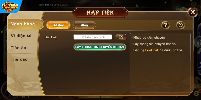 Nạp tiền vào IWIN với ngân hàng